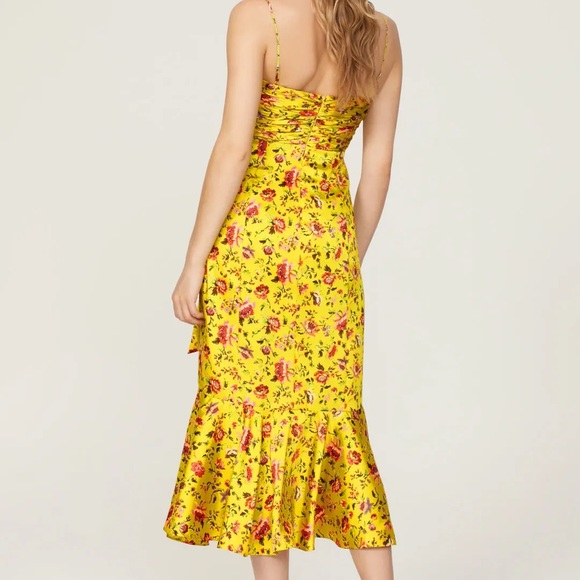 Cinq a Sept Yellow Floral Midi Dress - Picture 4 of 9